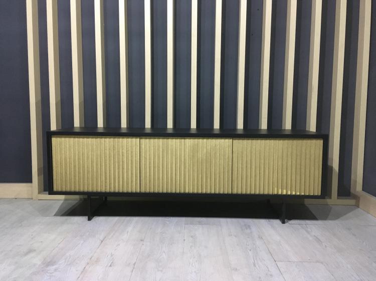 Komoda RTV designerski sideboard LOFT 150 cm czarna fronty PIANO